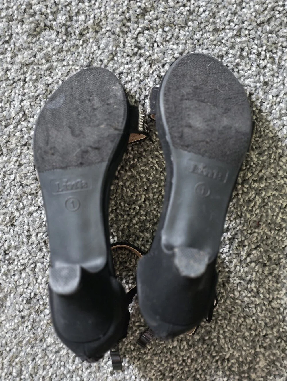 Link Girls Black Heels with Silver Crystals